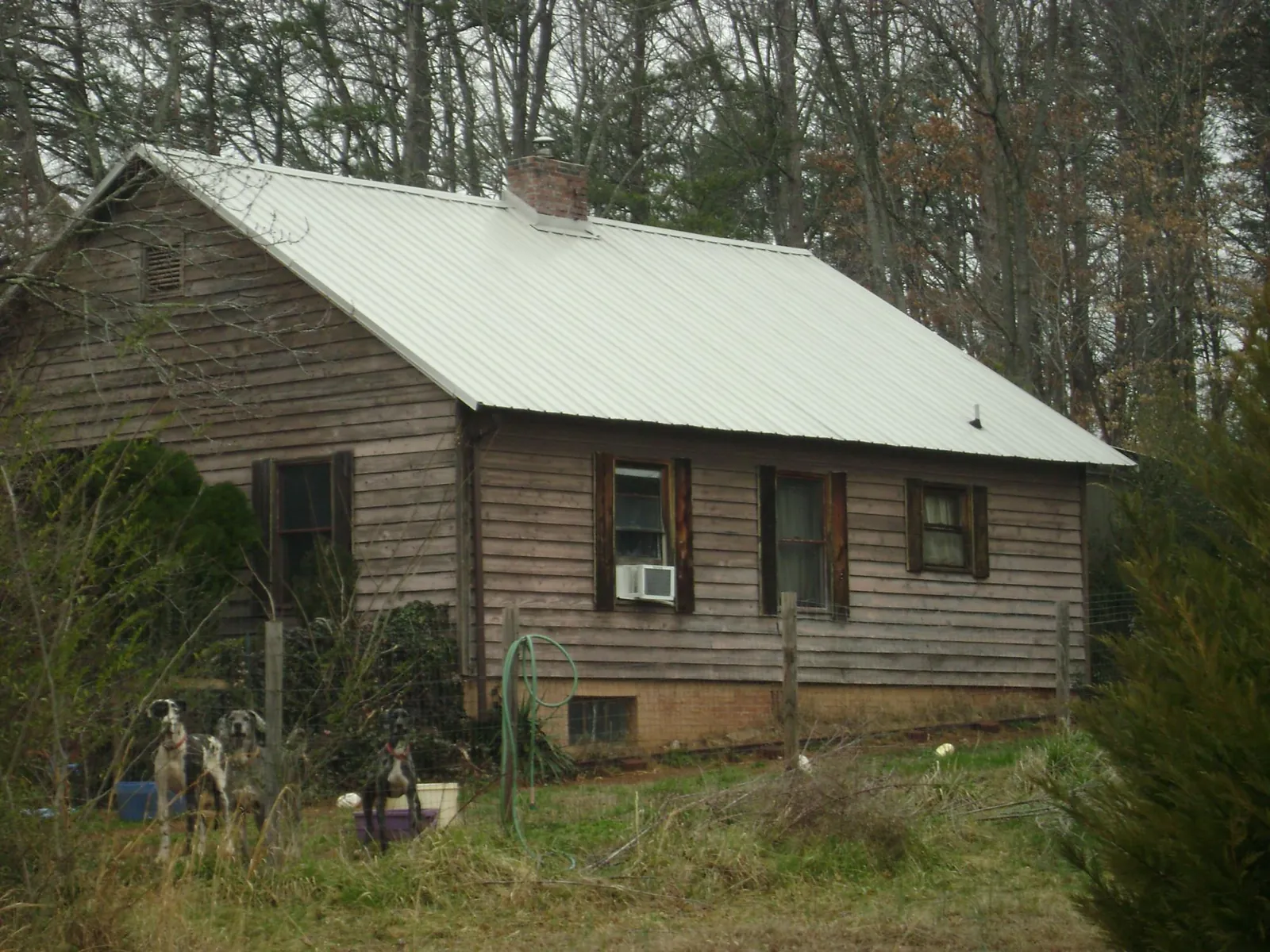 White metal roof on an old wood sided farmhouse, from a Asphalt Shingle Roof Repair job in Swoope